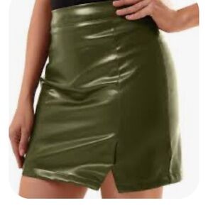 Rewash Glossy Green Mini Skirt